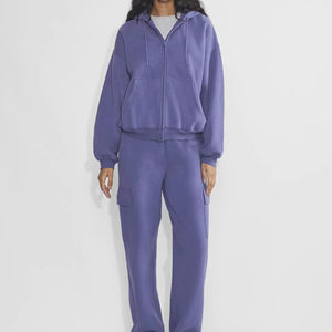 2026 European and American Hot Style Spring <b>Women's</b> Plus Size Sports <b>Leisure</b> Hooded 100% Cotton Sweater <b>Suit</b> Two-piece Set - Product Image 4
