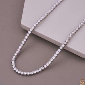 Collar de tenis de moissanita de 3.00 mm en oro macizo de 14K |   Collar de cadena de tenis con diamantes, joyería de lujo para mujer - Product Image 4