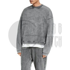 เสื้อสเวตเชิ้ตคอกลมโอเวอร์ไซส์ทรงวินเทจสำหรับผู้ชาย ล้างสีแบบแอซิด สไตล์สตรีทแวร์ เสื้อพูลโอเวอร์ลำลองแฟชั่น - Product Image 1