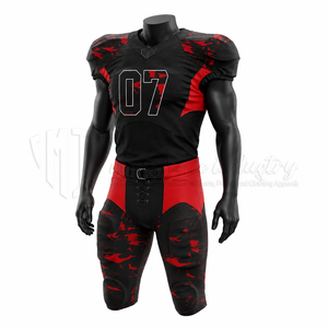 Conjunto de Uniforme de Fútbol Americano Personalizado, Jersey y Pantalones Acolchados Negros y Rojos, Ropa Deportiva de Equipo, OEM, ODM, Venta al Por Mayor - Product Image 3