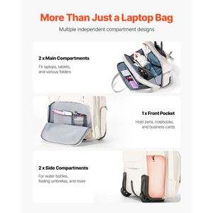 Borsa Trolley per Laptop da Lavoro, Adatta per Dispositivi fino a 15.6 Pollici, Valigetta con 2 Ruote Fisse Telescopiche - Product Image 3