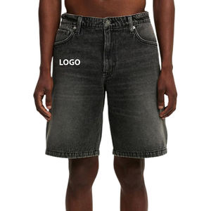 Shorts en denim brodés sur mesure, shorts baggy en denim pour hommes, style streetwear - Product Image 1