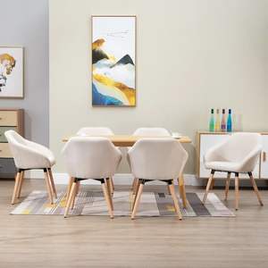 6 sillas de comedor de tela color crema - Product Image 1