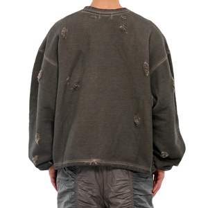 OEM Personnalisé Sweatshirts Lourds Distressed Sweatshirt de Bonne Qualité à Col Ras du Cou Surdimensionné pour Hommes Fabriqué au Pakistan - Product Image 2