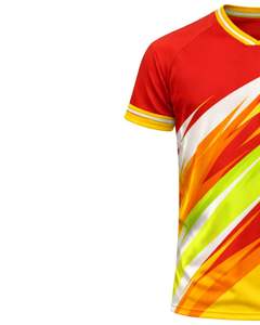 T-shirt de sport personnalisé pour homme, rouge, jaune, lime, manches courtes, col en V, respirant, séchage rapide, entraînement athlétique, gym, course à pied, maillot - Product Image 3