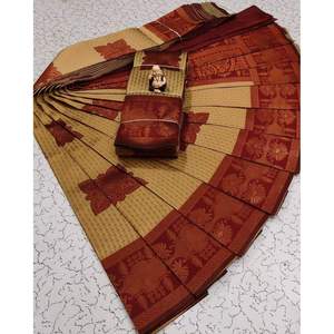 DISEÑADOR TEJIDO SEDA ZARI TEJIDO TRABAJO SAREE CON BLUSA SIN COSTAR ROJO - Product Image 1