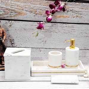 Styling upscale bathroom decor designer bathroom <b>set</b> vanity counter top organiser sophisticated bathroom accessories premium <b>set</b> - Product Image 1