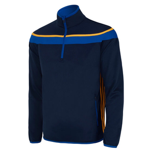 Camisetas de entrenamiento de alta calidad para hombre, tops deportivos con media cremallera, uniformes de club deportivo, top deportivo de forro polar azul marino con media cremallera para hombre, venta al por mayor - Product Image 1