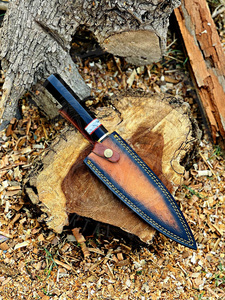 Cuchillo de Carne Forjado de Alta Calidad con Hoja de Acero de Damasco y Cobre, Cuchillo Vikingo para Rebanar con Mango de Resina para Cocina al Aire Libre - Product Image 3