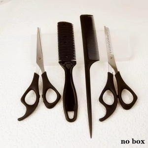 Ciseaux de coupe de cheveux professionnels de haute qualité avec ensemble de peignes, outils de coiffure multifonctionnels noirs pour usage domestique - Product Image 6