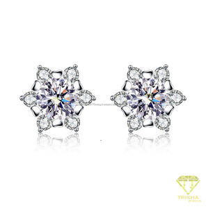 Luxury Floral Cluster Moissanite Diamond Earrings 925 Sterling <b>Silver</b> Wedding Gift For Women - Product Image 1