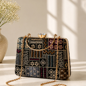 IRYA LIFESTYLE Multicolor Tribal <b>Patchwork</b> Ethnic Embroidery Bead Work Flap Closure High Quality Evening Party Clutch <b>Bag</b> - Product Image 2