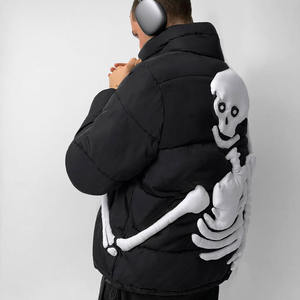 Chaqueta Acolchada con Estampado 3D de Mano de Esqueleto para Hombre y Mujer, Cortavientos de Invierno con Cuello Alto y Cremallera, Estilo Urbano - Product Image 5