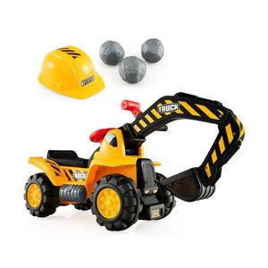 Ride-On Bulldozer Digger <b>Push</b> <b>Car</b> Toy with Working Shovel and Safety Helmet - Product Image 1