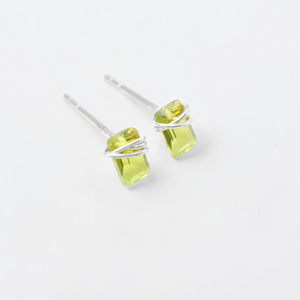 Elevated Minimalist Quartz Peridot <b>Stud</b> Earrings Brass Gemstone Silver Finish Ear <b>Studs</b> Wholesale 2026 Handmade Wearable Art - Product Image 1
