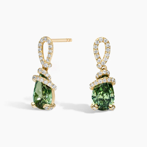 Boucles d'oreilles pendantes en or massif 18 carats pour femmes, avec diamants en forme de poire, bijoux de mariage de luxe certifiés IGI - Product Image 3