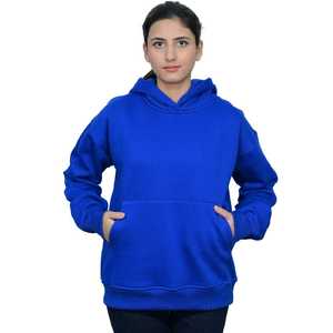 Sweat-shirts à capuche en coton polyester imprimé pour femmes, bleu royal, décontracté, coupe ample, manches longues, confortable et tendance - Product Image 2