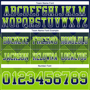 100% Polyester American Football Jersey with <b>Unique</b> Navy Blue Neon Green Mesh Gradient Square Pattern Short Sleeve <b>Unique</b> - Product Image 6