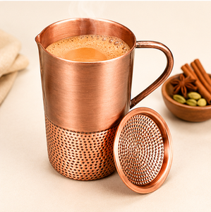 Carafe à eau en cuivre avec couvercle, artisanale, martelée, pichet ayurvédique pour les bienfaits détoxifiants, vaisselle traditionnelle indienne - Product Image 4