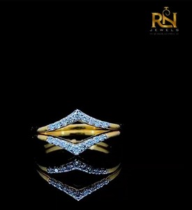 V Shaped Chevron Pave Lab Grown Diamond Men's Luxury Band Solid Gold Curved Wedding <b>Ring</b> <b>Stacking</b> Jewelry OEM ODM Wholesale - Product Image 1