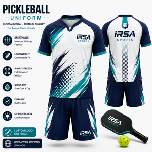 IRSA SPORTS Men's Sublimated Pickleball Jersey Set V-Neck Short Sleeve Moisture Wicking <b>Athletic</b> Uniforms - Product Image 1