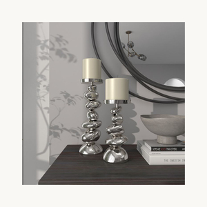 Ensemble de bougeoirs décoratifs en laiton avec verre, design élégant et personnalisé, nouvelle collection, porte-bougie, nouveauté, salon, table à manger - Product Image 5