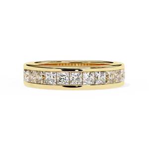 แหวนเพชรทรงปรินเซสคัทแบบช่องทาง แหวนเพชรแล็บโกรว์น 18K ทองคำแท้ แหวนนิรันดร์สำหรับทุกเพศ ดีไซน์ร่วมสมัย ทันสมัย เหมาะเป็นของขวัญวันครบรอบแต่งงาน - Product Image 1