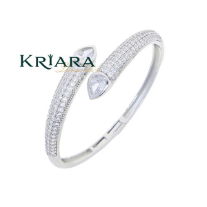 925 <b>Silver</b> Moissanite Cuff <b>Bracelet</b> Pear Cut Channel Setting Luxury Women's Jewelry Gold Plated <b>Bangle</b> - Product Image 1