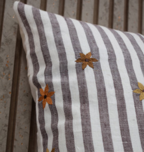 Embroidered Floral Striped 100% Pure Linen Cushion Cover Decorative <b>Throw</b> Pillow Cover Home Sofa Cushion Wholesale Manufacturer - Product Image 2