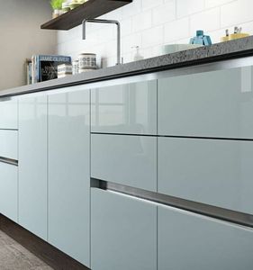 Gabinetes de Cocina Modulares de Madera Azul Claro con Acabado Brillante, Diseño Minimalista Personalizado, Fácil Instalación y Limpieza para Viviendas - Product Image 3