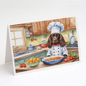 Boykin Spaniel the Chef Whimsical A7 Tamaño 5x7 Tarjetas de notas en blanco Paquete de 8 tarjetas de felicitación con sobres - Product Image 1