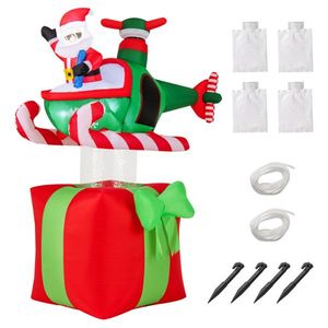 6 Feet Christmas Inflatable Airplane with Built-In Blower Outdoor Holiday Yard Decorations - Product Image 1