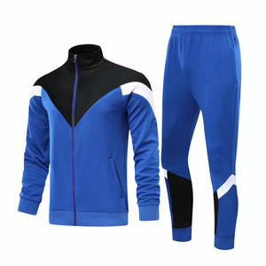 Conjunto Deportivo para Hombre, Chaqueta con Cierre Completo y Bloques de Color Azul y Rojo, Bolsillos Laterales, Secado Rápido, Poliéster, Ropa de Otoño - Product Image 6
