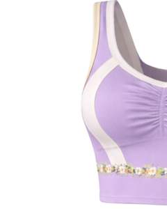 Manufacturer Women Lavender Two Piece Skirt <b>Set</b> Floral Trim Sleeveless Crop Top High Waist Mini Skirt Soft Stretch Outfit - Product Image 3