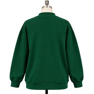 <b>Womens</b> Dark Forest Green <b>Sweatshirt</b> <b>White</b> Strong Girl Letter Print Oversized Crew Neck Long Sleeve Casual Streetwear Pullover - Product Image 3
