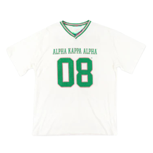Camiseta Deportiva Oversize de Fútbol Americano para Mujer, Marca AKA, Color Verde Marfil, Manga Corta, Cuello en V, Estilo Casual - Product Image 1
