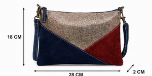 Wholesale Summer Women's Color Block Suede Crossbody Bag Metallic Panel Shoulder Sling <b>Purse</b> Fashion <b>ZIP</b> Closure Custom - Product Image 4