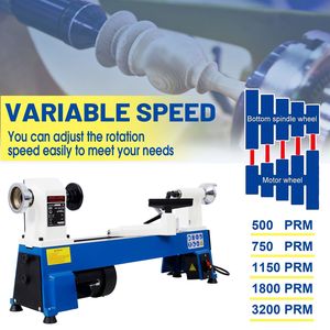 Mini Torno de Madera de 10 x 18 Pulgadas, 5 Velocidades Variables, 500/750/1150/1800/3200 RPM, Torno de Madera de Banco - Product Image 5