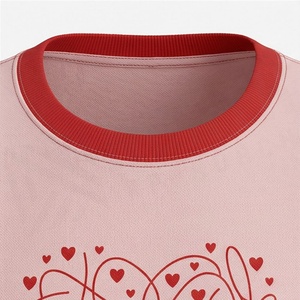 Women's Pink 2 Piece Shorts Set With <b>Heart</b> Print Short Sleeve T Shirt And Above Knee Shorts <b>Sweet</b> Style Spring Summer Wear - Product Image 4