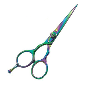 Ciseaux de coiffure professionnels en titane arc-en-ciel, acier inoxydable, fabrication au Pakistan. - Product Image 1