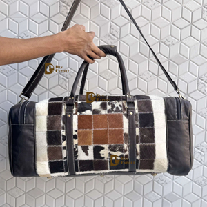 กระเป๋าเดินทางหนังวัวลายตะวันตก ดีไซน์ลายตาราง ทำมือ กระเป๋าเดินทางแบบ unisex ใช้ได้หลากหลาย ขนาดใหญ่ - Product Image 1