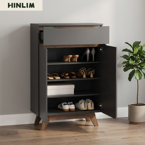 Nuhoom Modern Living Room Cabinet 1 Drawer 2 Slab Doors Minimalist Design <b>Metal</b> Legs Laminated Board <b>Storage</b> <b>Unit</b> 1 Year - Product Image 4