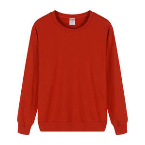 เสื้อสเวตเชิ้ตคอกลมโอเวอร์ไซส์ทรงหลวมสำหรับผู้ชาย ผ้าฝ้าย 100% หนานุ่ม สีส้มไหม้ สไตล์สตรีทแวร์ - Product Image 1