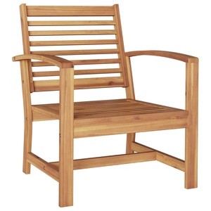 Ensemble de chaises de salle à manger d'extérieur en teck massif, 2 pièces, chaise longue à lattes pour patio et jardin - Product Image 3