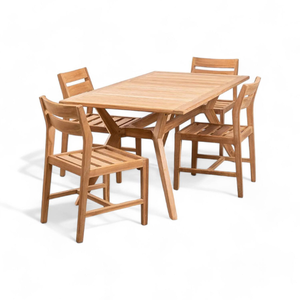 Ensembles de table et de chaises à manger au design moderne avec structure en teck pour la décoration de meubles de jardin - Product Image 3