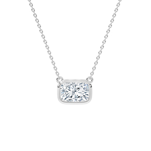 Elegante collar solitario con diamante de laboratorio de corte cojín y engaste de bisel en oro para novias modernas y joyería fina de uso diario. - Product Image 1