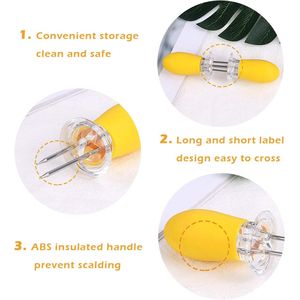 10 piezas/5 pares de soportes para mazorcas de maíz amarillos, brochetas de acero inoxidable para carne y aves de corral para barbacoa - Product Image 2