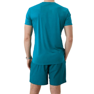 Conjunto de Camiseta y Pantalones Cortos para Hombre, Color Sólido, Estampado por Transferencia Térmica en la Parte Delantera, Manga Corta, 100% Algodón, Secado Rápido, Transpirable, Corte Regular, Casual - Product Image 6
