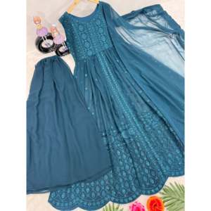Designer Women's <b>Top</b> Plazzo Dupatta Set with Sequence Work - Product Image 4