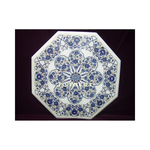 Plateau de table au design unique, fabriqué avec une maîtrise exceptionnelle, plateau de table basse en marbre blanc de forme octogonale, qualité supérieure exclusive - Product Image 1